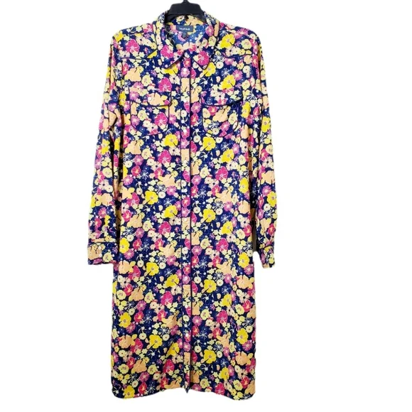 Modcloth Floral Groovy Meets Country Western Pearl Snap Shirt Dress Size‎ Large - Picture 3 of 16